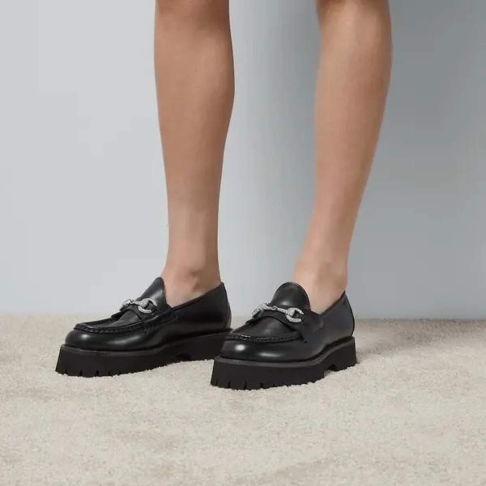 Gucci Black Leather Women's Chunky Loafers - Picture 3 of 11